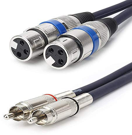 HTRUIYATY 2 × XLR Câbles Femelles à 2 × Câble RCA, HiFi Audio Cordon Câble Adaptateur XLR Microphone Câble Audio Amplificateur (5 m)
