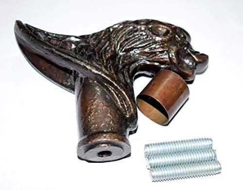 Gehstock aus Holz mit Wolfskopfgriff aus Messing