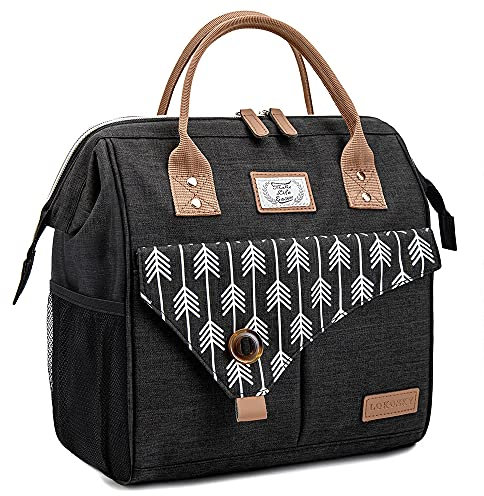 Lekesky Sac Isotherme Repas Grande Capacité 11L Noir, Bureau Lunch Bag Isotherme femme Pique-Nique Sac-pour Travail, École, Excursions, Shopping