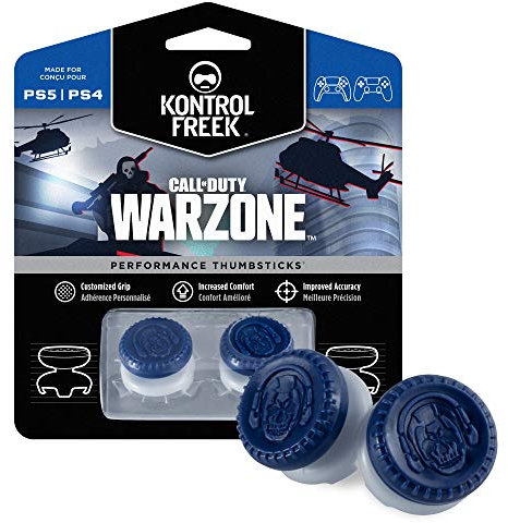 KontrolFreek Call of Duty: Warzone Performance Thumbsticks für PlayStation 4 (PS4) and PlayStation 5 (PS5) | 2 High-Rise-, Hybrid-Sticks | Blau/Grau