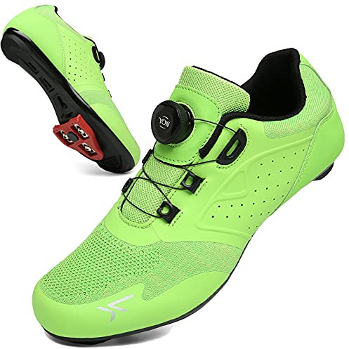 VNANV Fahrradschuhe Herren Damen Rennradschuhe MTB Schuhe Herren Damen rennradschuhe Herren rennrad Fahrradschuhe Look SPD SPD-SL Delta Lock Pedal Reitschuhe Spinning Schuhen(43,Grün)
