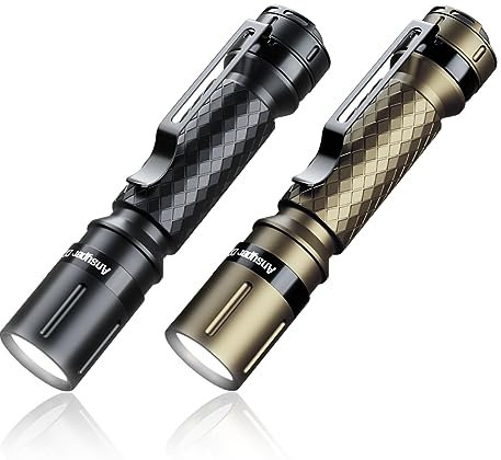 Mini Flashlight 3 Modes Small Flashlights LED Powerful High Lumens Tactical Pen Light with Clip,Slim Portable Pocket Compact Torch for Emergency Inspection AAA Battery Water-Resistant (Black & Gold)