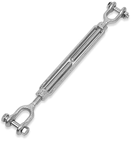 Hot Dipped Galvanized Steel Jaw and Jaw Turnbuckle - Heavy Duty Turnbuckle, 3/8 Threaded Diameter x 12in,3500 lbs Working Load Limit - Durable,Weather Resistant
