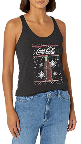 Coca Cola Bouteille de Flocons de Neige Chemise, Noir/Erika, XS Femme