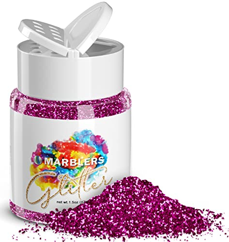 MARBLERS Twinkle Glitter [Hot Plum] 1.5oz (42g) | Fine | Non-Toxic, Vegan, Cruelty-Free | Face, Body, Eyeshadow, Hair, Festival, Party Makeup | Nail Art, Polish | Resin, Tumbler, Slime, Craft
