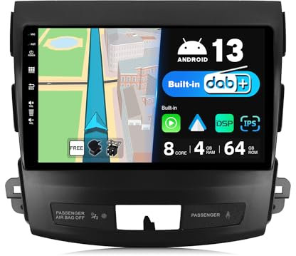 JOYX - Android 13 IPS Autoradio Passt für Mitsubishi Outlander (2008-2015) - Eingebaut DAB/DSP/Carplay/Android Auto - 4G+64G - Kamera MIC KOSTENLOS - 9 Zoll 2 Din - SWC 4G WiFi BT Fast-boot 360-Kamera
