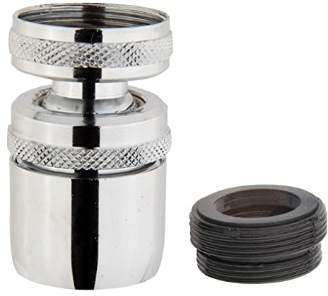 'aquaSu® | Spar Strahlregler mit Kugelgelenk | Reduzierstück | bis zu 50% reduzierter Wasserdurchfluss | M22 x Typ 1 “ IG und AG | Kunststoff | Messing verchromt | 19717 5