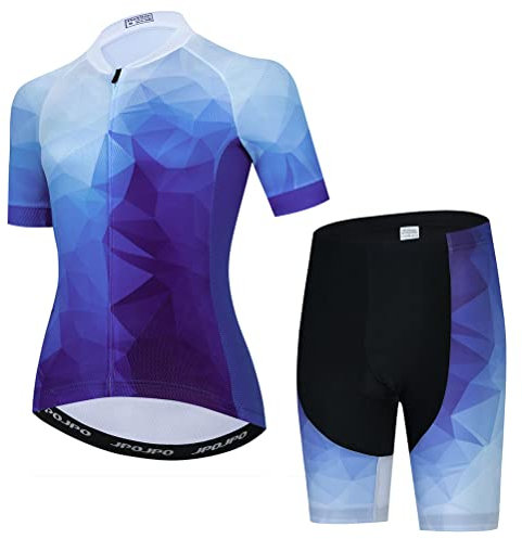 Damen-Fahrradtrikot-Set, Sommer-Kurzarm, Mountainbike-Shirt und Shorts, Set für MTB-Anzug, Fahrradbekleidung, T2012-1, XS