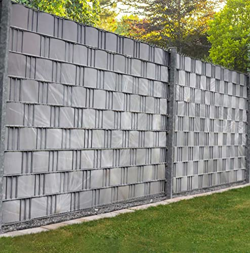 Displayhersteller MyMaxxi Zaunsichtschutz - Helle Pusteblumen - Sichtschutzstreifen für Doppelstabmattenzaun - Windschutz Sonnenschutz Blickdicht - Sichtschutz Garten Teil2-9 Streifen - 250x180cm
