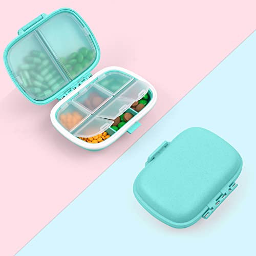 ACWOO Tablettenbox 7 Tage, Pillendose 8 Fächer Morgens Abends, Medikamentenbox mit 7 Tage BPA Frei mit Einfachem Offenem Design für Medikamente, Vitamine, Fischöl usw (Blau)
