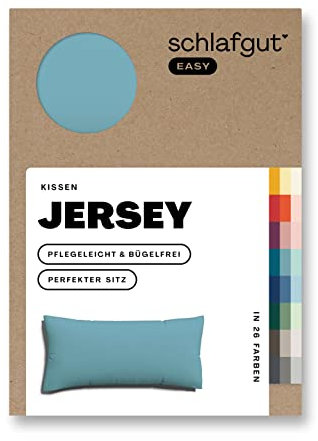 Schlafgut Easy Jersey Kissenbezug 40x80 cm Petrol Mid mit 100% Baumwolle, superweicher & atmungsaktiver Kopfkissenbezug