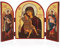 NKlaus Gottesmutter Würdig Ist Ikone Triptychon Holz 25x16cm Christlich 13831