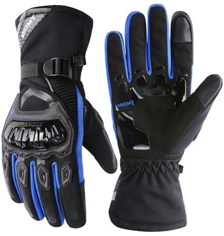 TAGVO Guantes de Motocicleta de Invierno, Cálido a Prueba de Viento Impermeable, Protección Completa de los Dedos, Pantalla Táctil Guantes de Moto, Guantes de Montar para Hombres Mujeres