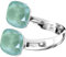 925 Sterling Silber Doppelt Kristall Ringe für Damen Verstellbarer mit Marken Kristalle - Glänzend Cubic Zirkonia Ring Fingerring Kommt in Schmuck Geschenk Box (Mint Green)