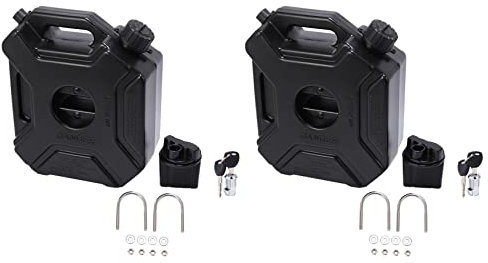 CENMEN Jerrycan Lot de 2 réservoirs de carburant noir de 5 l pour voiture et moto avec serrure et clé