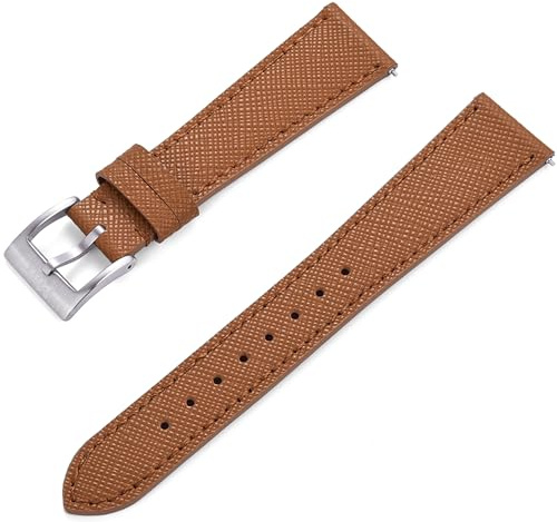 Max Epsom Bracelet du Montre en Cuir de Vachette Remplacement Rapide Bracelet de Montre Compatible avec Galaxy Smart Watch/Huawei Watch/Garmin/Fossil - Noir Marron - 20mm 22mm, 20 mm, Cuir