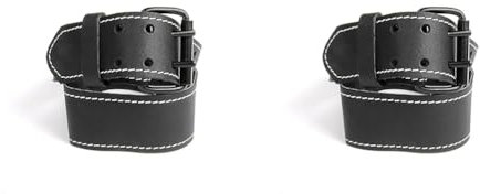kwb kwbLeder-Gürtel aus robustem Rinds-Leder, Doppelsteg-schnalle, in Schwarz, 105 cm, mit weißer Naht, für Werkzeug-Taschen, Jeans u. v. m. (Packung mit 2)
