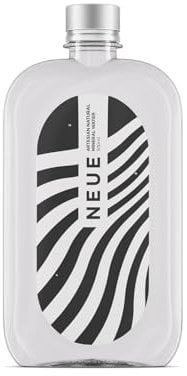 Neue Water - AWARD-WINNING LUXURY ARTESIAN MINERAL WATER - Premium Small Flat 500ml reusable bottle made from 100% recyclable & recycled plastic - BPA Free & Pocket size - Fit in Any Bag