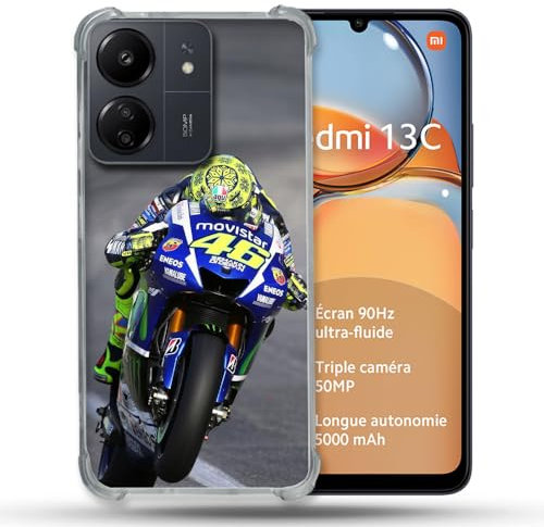 Coque Renforcée pour Xiaomi Redmi 13C 4G Moto Course GP Wheeling 46
