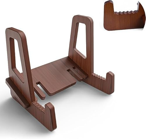 Teamkio Support d'assiette pour écran, support d'assiette de 16,5 cm pour armoire, support antidérapant pour grands bols profonds, plateaux et plats, support en bambou pour iPad, livre, image,