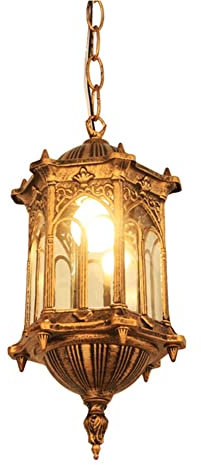 LUOYAOB Modern Pendelleuchte Vintage Antik Outdoor Pendelleuchte Wasserdicht Balkon Treppe Korridor Hängelampe Veranda Terrasse Pavillon Pendelleuchten Landschaft Garten Leuchten(Bruin)