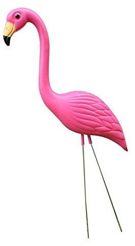 Dualoai Lebensechte Rosa Flamingo Garten Rasen Kunst Ornamente Dekor, Hoch schauen, 80x40cm…