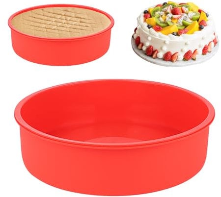 NVIYAM 2 Piezas Moldes Silicona Reposteria Redondo 20cm, Molde Redondo de Silicona para Tartas, Antiadherente, Fácil de Desmoldar, Molde Silicona Bizcocho para Tartas de Capas