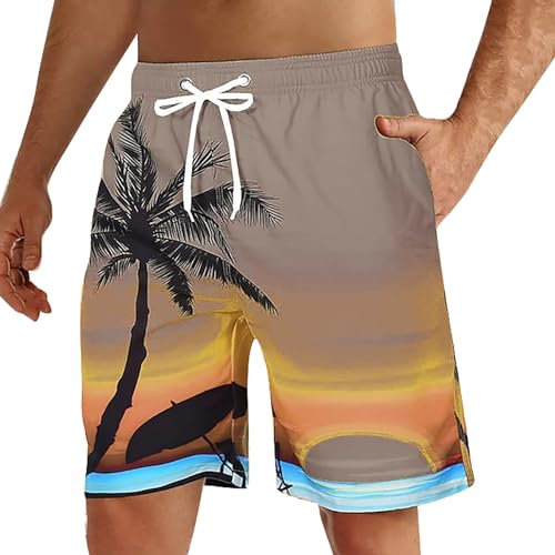 Pantaloncini da spiaggia casual e alla moda da uomo con stampa 3D in noce di cocco, da tennis da uomo, oro rosa, M