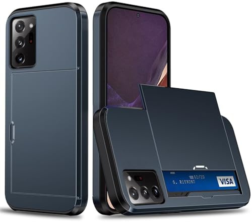 Beajew Handyhülle für Samsung Galaxy Note 20 Ultra Case Silikon, mit Kartenfach Silikon TPU Handyhülle Dünn Weiche Stoßfest Flexibel Handy Tasche Bumper Brieftasche Case, Marineblau