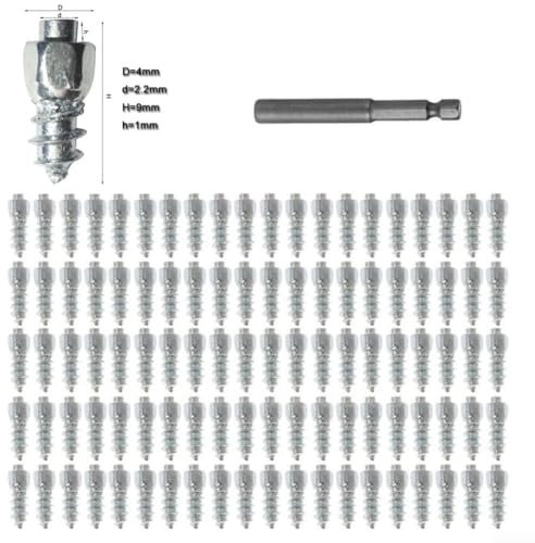 Wolframstahl Winterreifen Schnee rutschfeste Schraube Kette Spike mit Werkzeug, 9 mm, für Auto Motorrad, 200 Stück