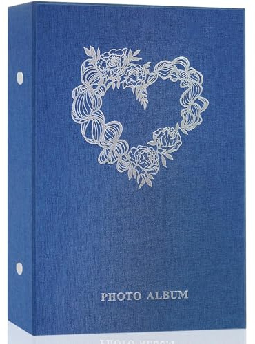 Miaikoe Photo Album 6x4 Slip in, Linen 300 Pockets Photo Albums Holds 300 Horizontal 10x15cm Photos for Family Wedding Anniversary (Blue)