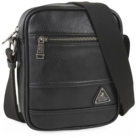 Lois - Men's Leather Crossbody Messenger Bag Stylish Herrentasche Umhängen Leder Shoulder Bag Vintage Lederhandtasche Herren Casual Travel, Schwarz