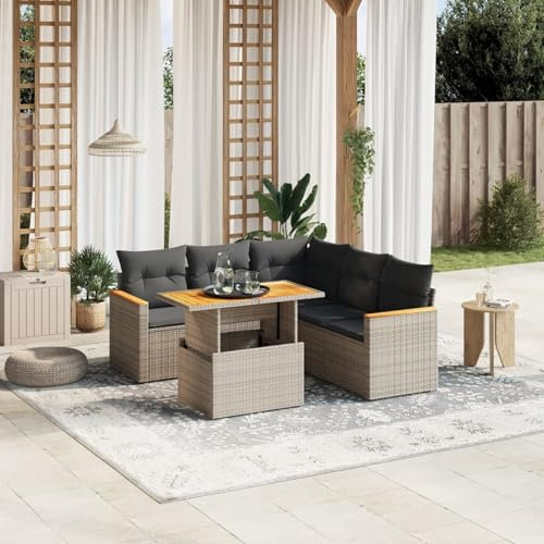 Amorsee Balkon Lounge Verstellbare Tischplatte Loungemöbel Balkon Sofa Rattan Gartensofa Gartenlounge Klein Ecklounge Lounge Möbel Outdoor Gartenmöbel Ecksofa Balkonmöbel Balkonsofa