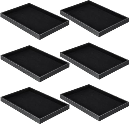 Quelay Velvet Stackable Jewelry Tray Showcase Display Black 6 Pcs
