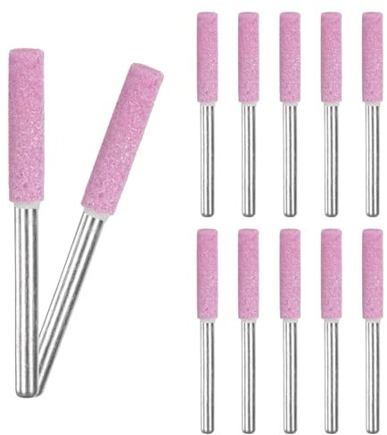 M METERXITY 12-Pack 5/32 Inch Titanium Plated Diamond Chainsaw Sharpener, High Hardness Grinding Stone Chainsaw Sharpening Kit for Electric Chainsaw Sharpener/Stone Carvings [3mm Pink]