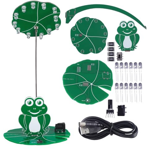 PEMENOL DIY Elektronik Bausatz Frosch löt bausatz,einstellbares Licht Handyhalterung Löten Lernset für Löten Hobbyist, Schule Bildung Elektronik Kit Weihnachten Basteln