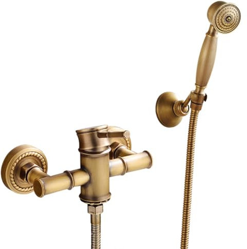 Robinet De Baignoire Robinet Douche Mural Laiton Monocommande Mitigeur De Baignoire Avec Douchette Et Flexible De Douche (150cm), Robinet De Salle De Bain, Bronze