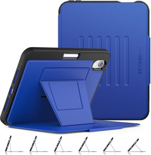 SEYMAC stock Case for iPad Mini 7 (A17 Pro)/ Mini 6 8.3 inch, Shockproof Auto Sleep/Wake Smart Cover with Pen Holder [Multi-angles Stand]& Card Slot for iPad Mini 7th/6th Generation 2024/2021, Blue