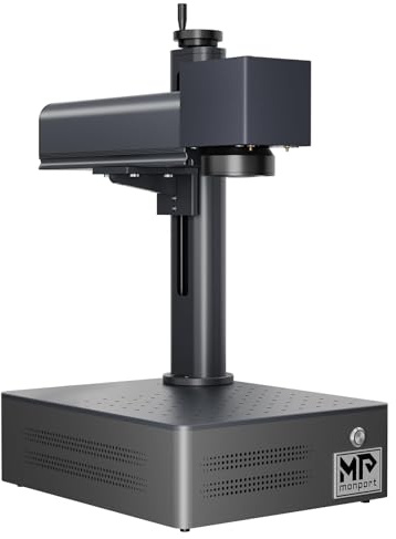 Monport Graveur Laser à Fibre 50W, Compatible LightBurn, Découpeur Laser avec Précision de 0,01mm, Haute Vitesse de 10000mm/s, BSLcad Inclus, Graveur Découpeur Laser Fibre pour Bois Métal et Verre