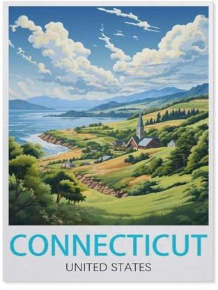 Connecticut Vintage-Reiseposter，Puzzle 1000 Teile Holz Puzzle Geeignet Für Erwachsene Kinder Familien Stressabbau Puzzlespiele（75x50cm）-AU100