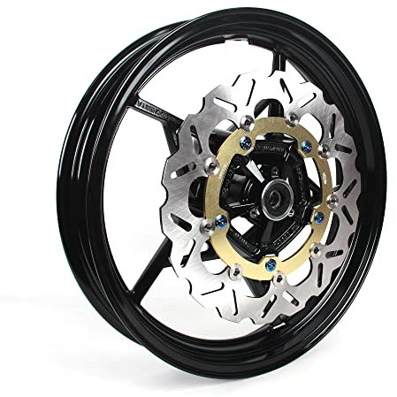 Vorderrad Felge und Bremsscheibe Rotor für Ninja 400 EX400 Z400 2018-2023 ABS inklusive Motorrad Ersatzzubehör Glanz Schwarz 2019 2020 2021 2022