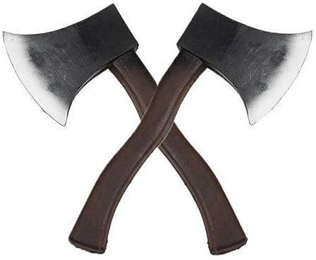 2 x Realistic Small Axe Toy Hatchet Prop Weapon 26cm Halloween Lumberjack Fancy Dress 2 Pack