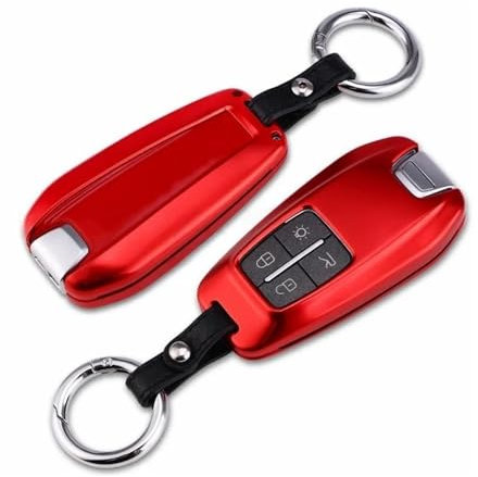 Compatible pour Ferrari F8 Roma Portofino SF90 étui à clés de voiture protection de clé porte-clés étui coque housse de protection support avec porte-clés(Red)