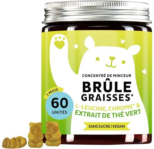 Gummies Complexe de Nutriments – Concentré De Minceur Gummies Avec Chrome, Biotine, Zinc, L-Leucine & Extrait De Thé Vert – 60 unités (1 mois), Vegan, Sans Sucre, Bears With Benefits