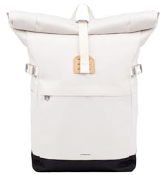 Sandqvist Icon Rolltop Backpack 14”, 23L, White, Laptop Backpack, 14 Laptop Compartment, Water-Resistant, Recycled Materials