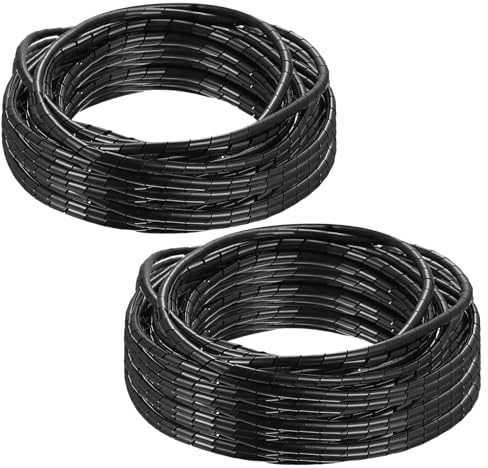 2 cavi a spirale a spirale, colore nero, per la gestione dei cavi (4 mm x 20 m/6 mm x 15 m)