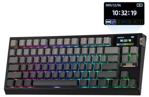 EPOMAKER G84 Pro Teclado Gaming Mecánico Inalámbrico del 75%, Negro | Batería de 8000mAh, Teclas Transparentes, 81 Teclas, Hot Swap, Controlador Personalizado, Retroiluminación RGB, Gasket