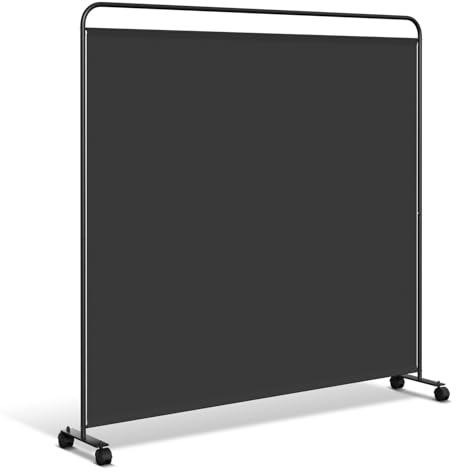 Fogmiea Paravent auf Rollen, Raumteiler Trennwand, 185x180cm verstellbar Sichtschutz Stellwand Sichtschutz Windschutz, Raumtrenner für Garten, Badmöbel, Büros, Anthrazit