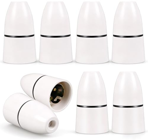 8 Pcs B22 Bayonet Lamp Holder, Unswitched Ceiling Light Fitting White