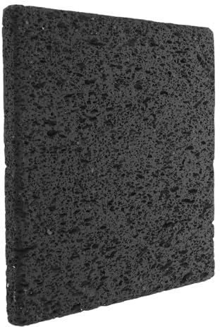 VERDANVERSE Grillstein aus Natürlichem Vulkanstein 20x20x1,5cm Hitzebeständig Steingrill für Fleisch und Pizza Vielseitiger Kochstein für Gasgrill und Tisch